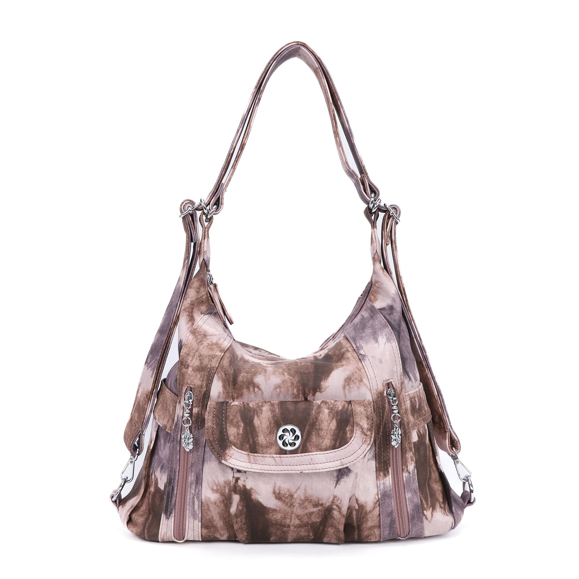 Washed-Effect Tie-Dye Hobo Shoulder Bag