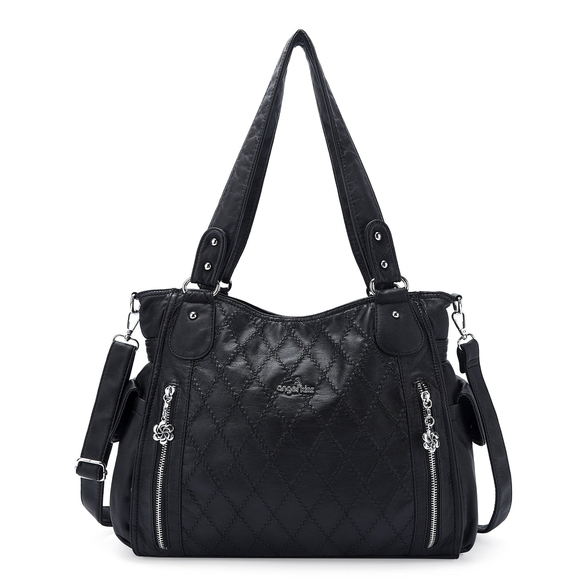 Large Multi-Pocket Shoulder Bag with Adjustable Strap