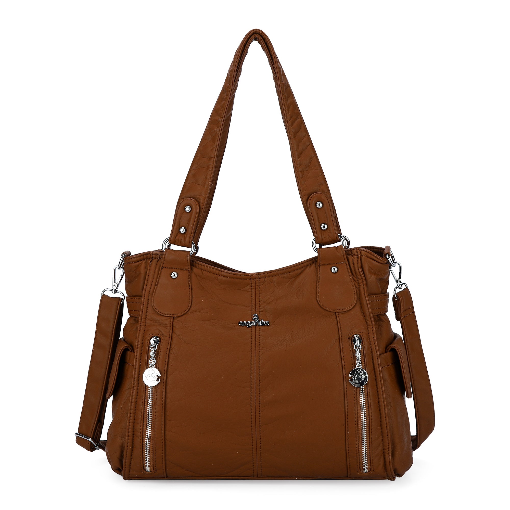 Large Multi-Pocket Shoulder Bag with Adjustable Strap