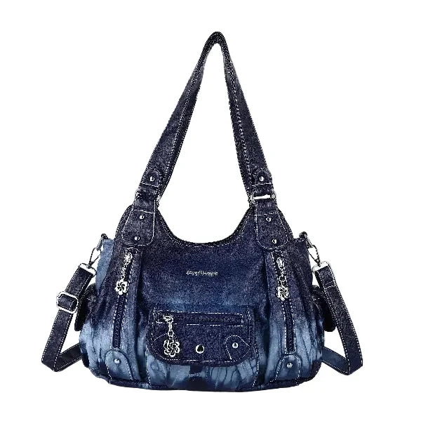 Multi-Print Patchwork Shoulder Crossbody Bag with Wide Straps