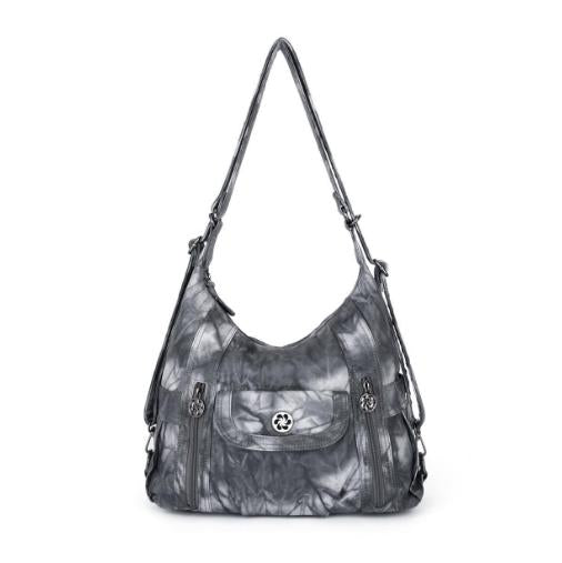 Washed-Effect Tie-Dye Hobo Shoulder Bag