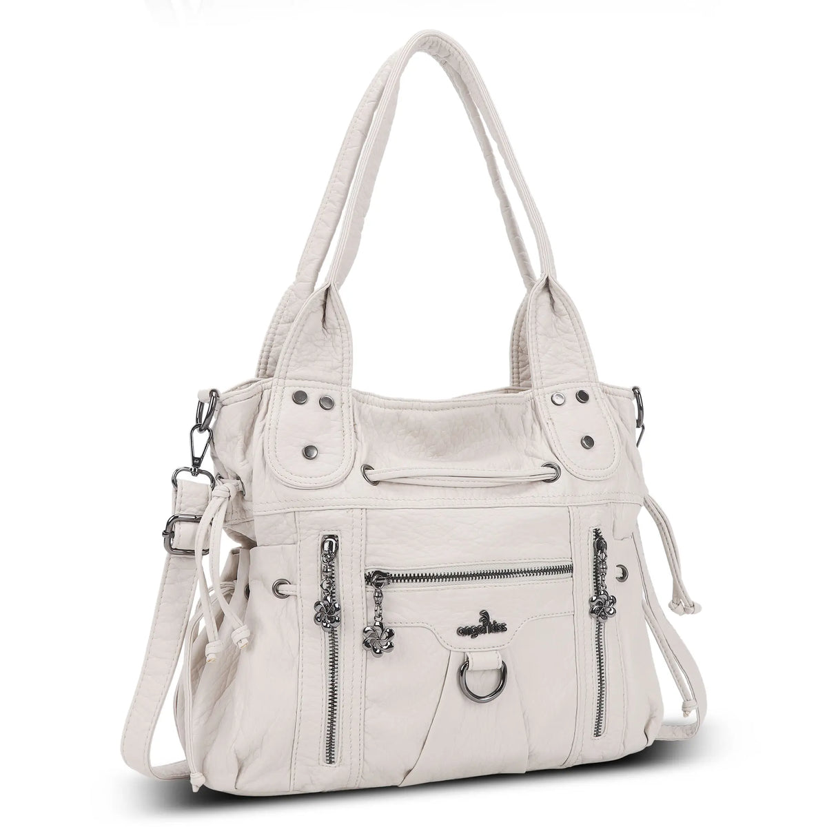 Slouchy Vegan Leather Multi-Pocket Tote Bag, Shoulder & Crossbody