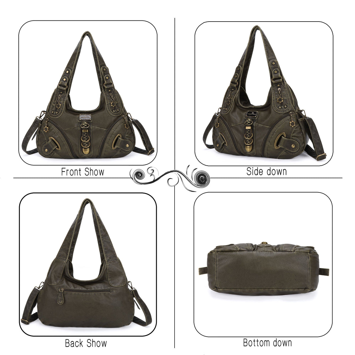 Heritage Braided Buckle Vegan Leather Hobo Bag