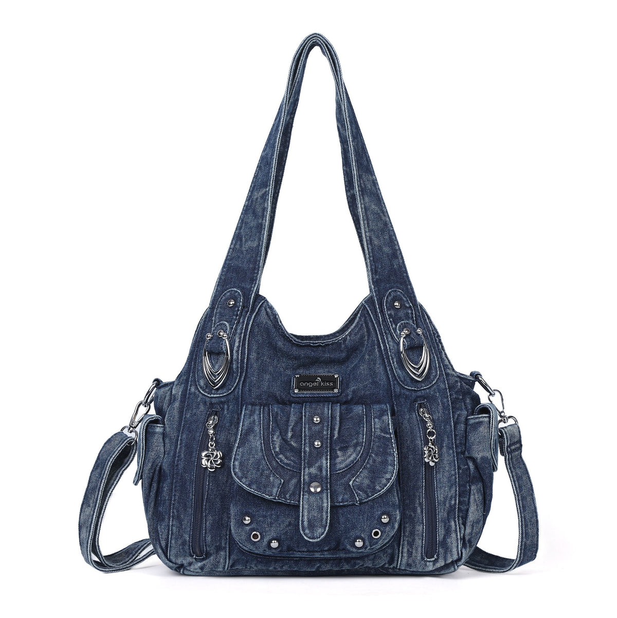 Classic Denim Purses with Metal Hardware