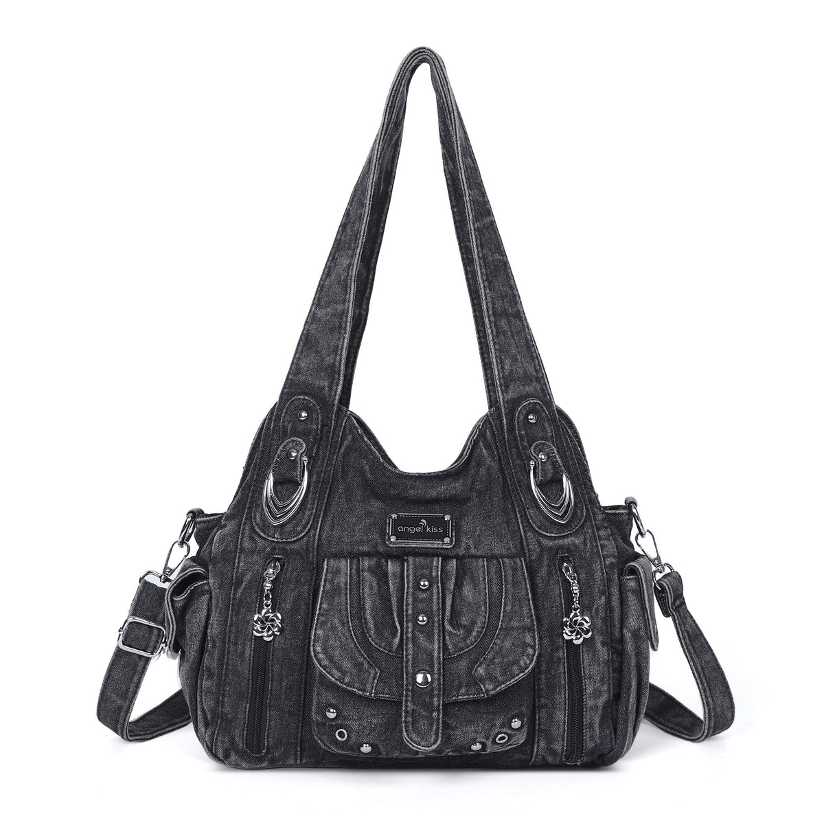 Classic Denim Purses with Metal Hardware