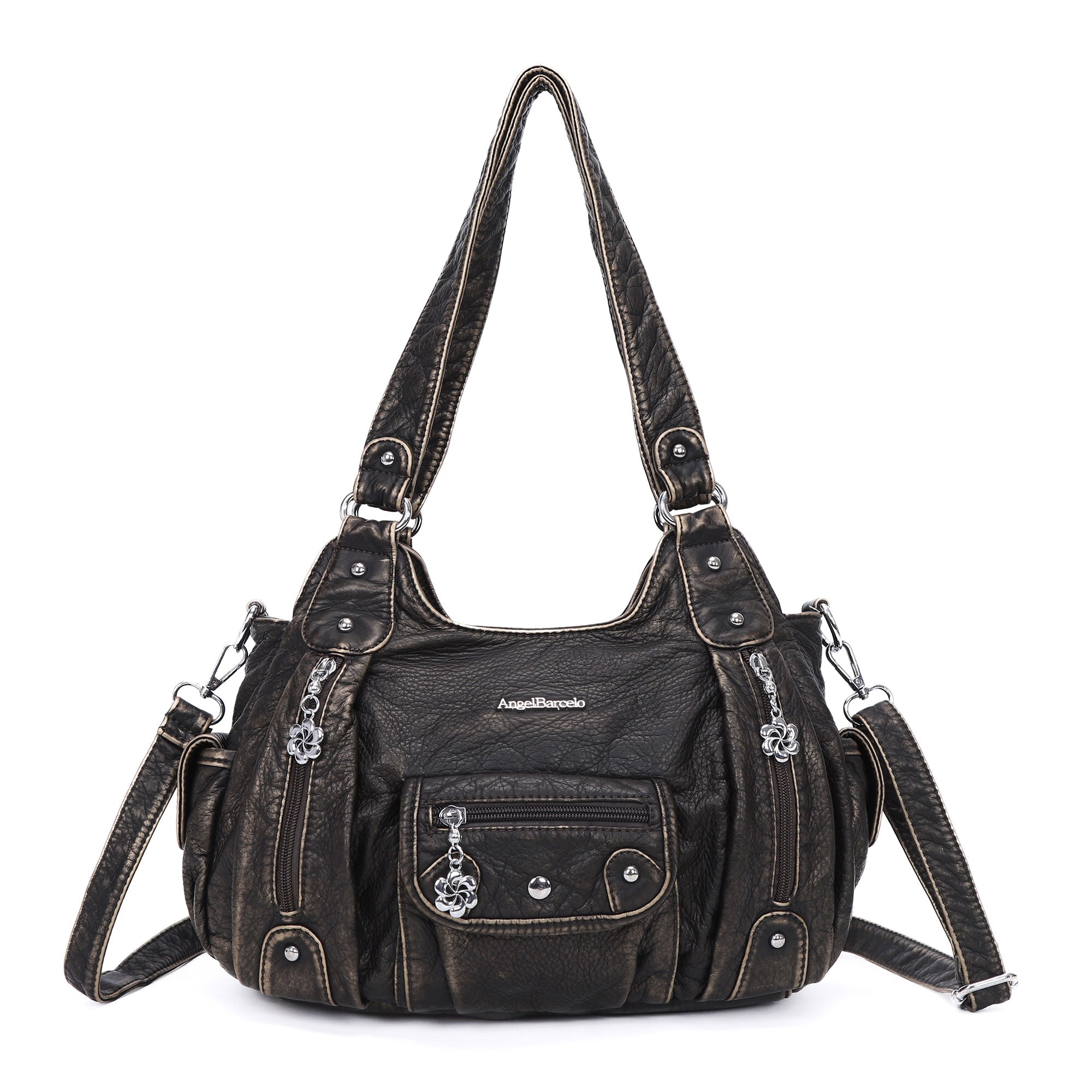 Vintage Old-Washed PU Leather Women’s Shoulder Tote Bag