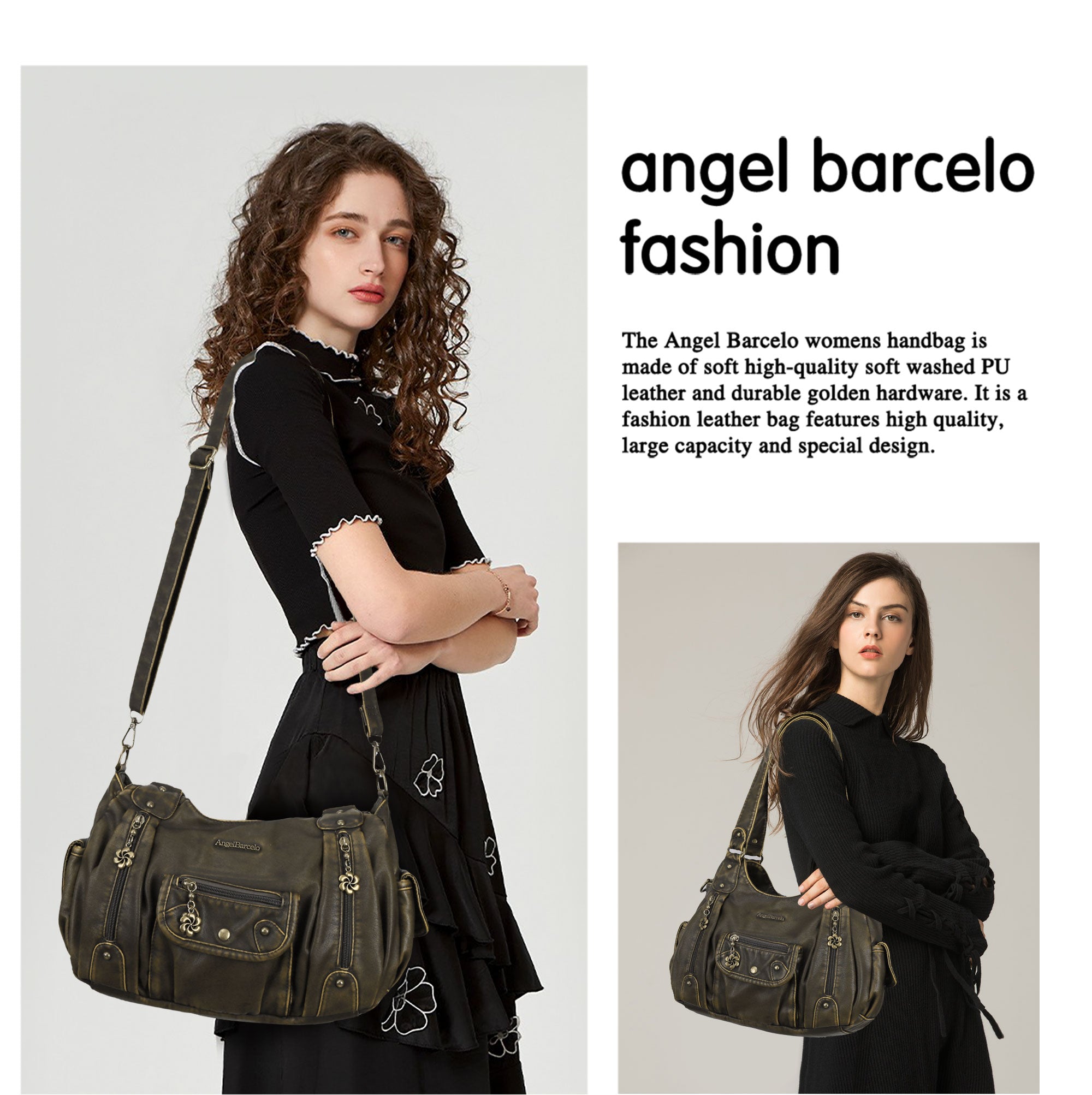Vintage Old-Washed PU Leather Women’s Shoulder Tote Bag