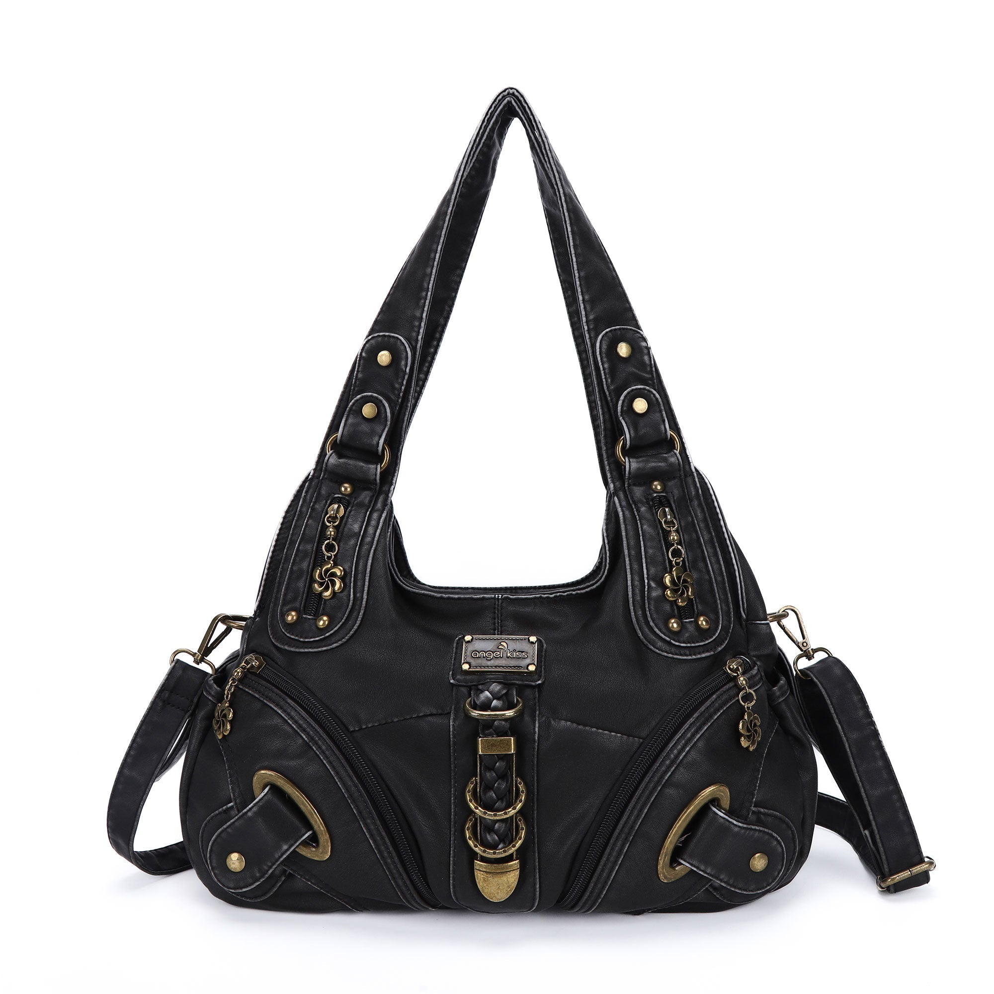 Heritage Braided Buckle Vegan Leather Hobo Bag