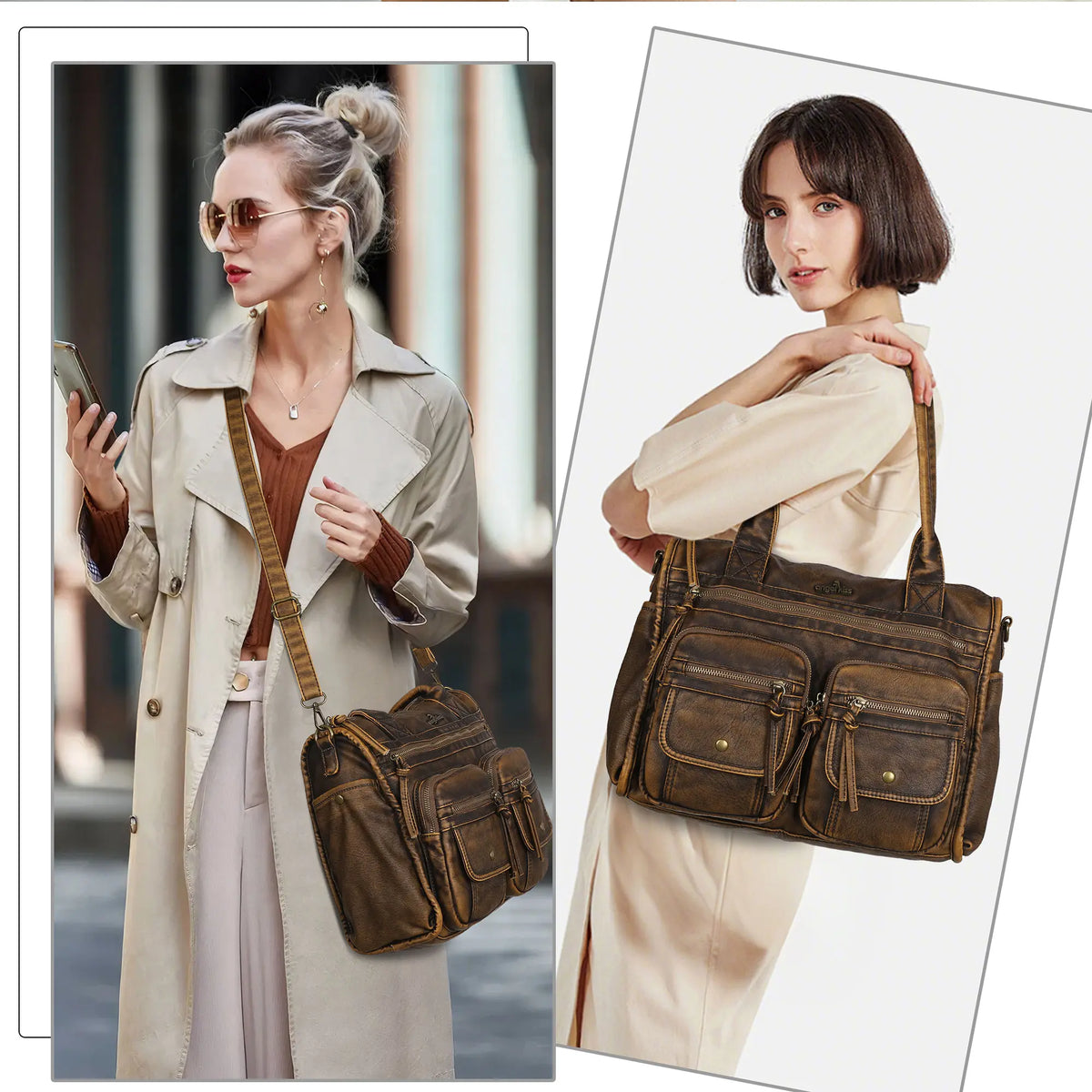 Work Handbag Backpack - PU Leather Laptop Bag for Women