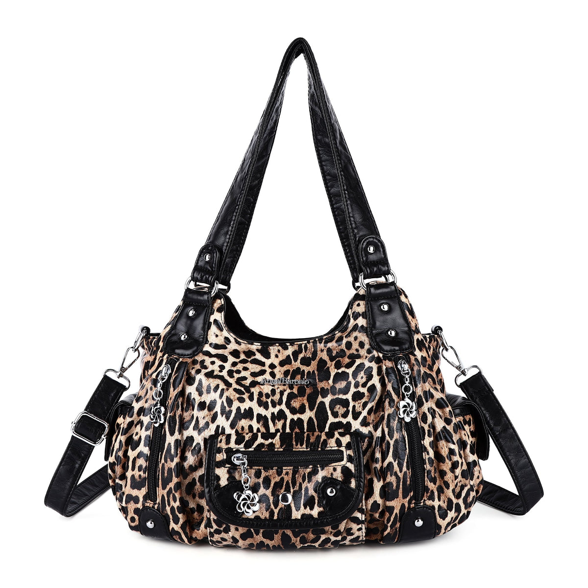 Multi-Print Patchwork Shoulder Crossbody Bag with Wide Straps