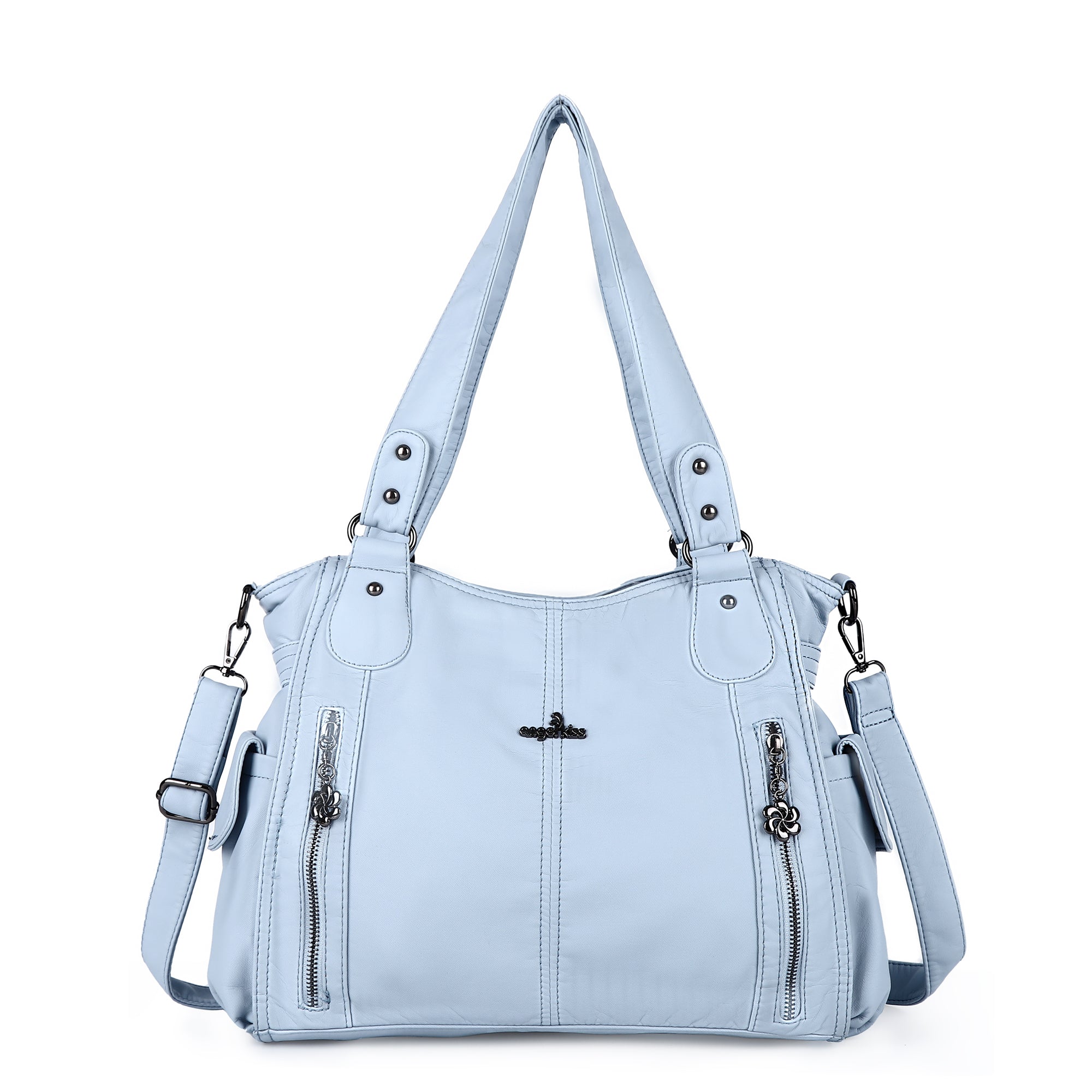 Large Multi-Pocket Shoulder Bag with Adjustable Strap