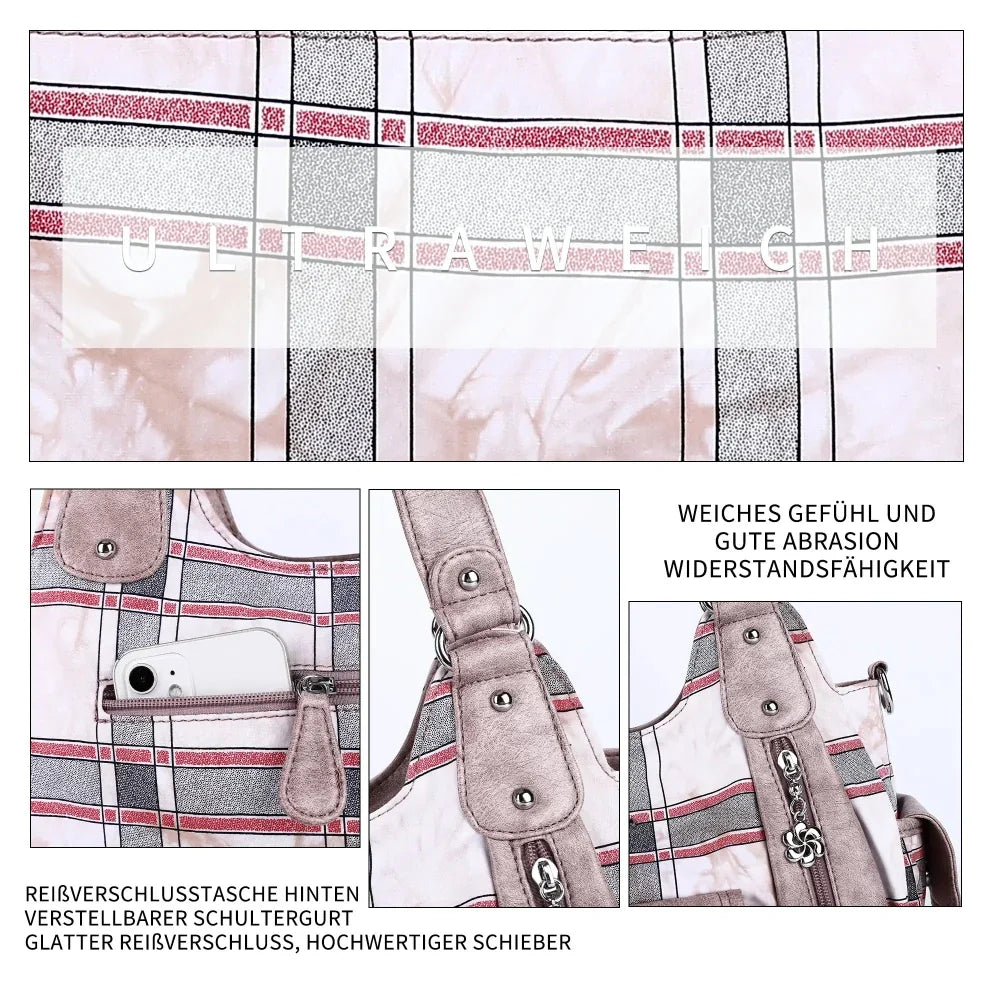 Multi-Print Patchwork Shoulder Crossbody Bag with Wide Straps