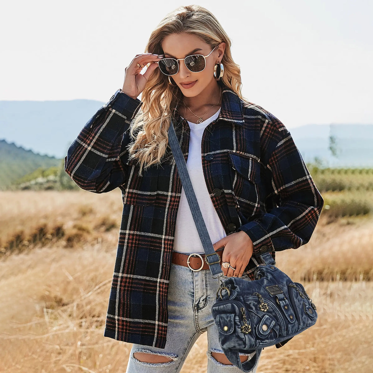 Vintage Denim Crossbody Wallet & Pures