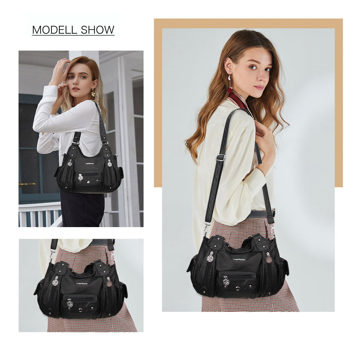 Vintage Old-Washed PU Leather Women’s Shoulder Tote Bag