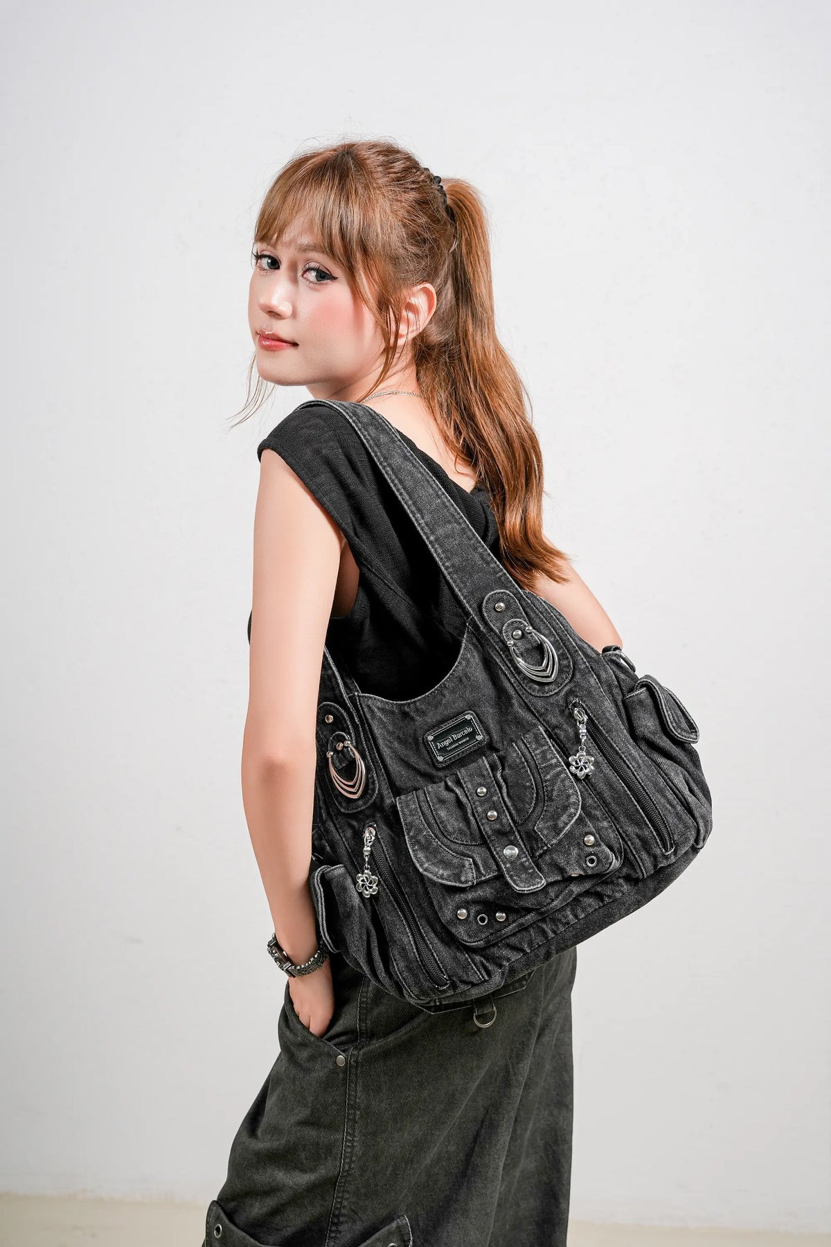 Classic Denim Purses  with Metal Hardware