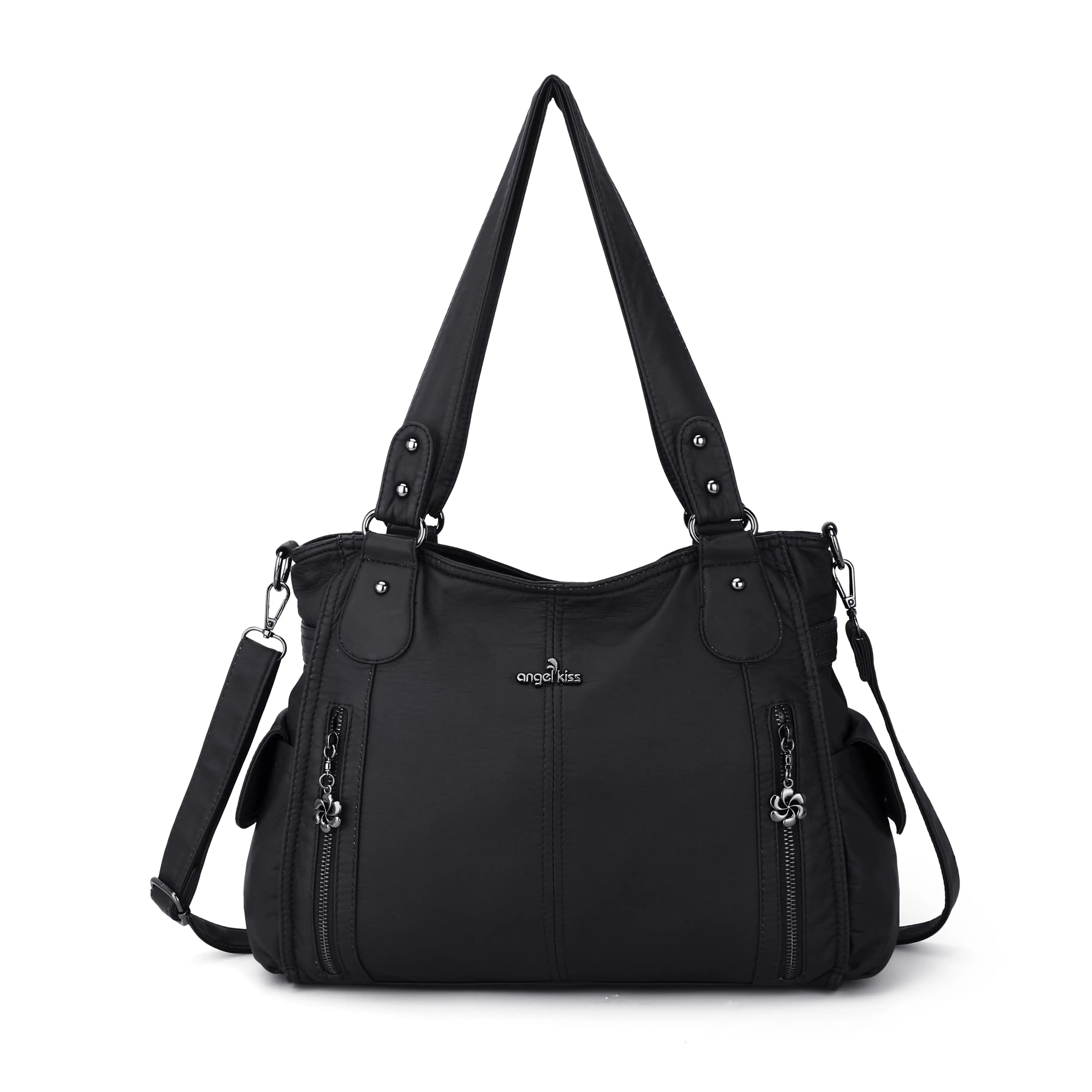 Large Multi-Pocket Shoulder Bag with Adjustable Strap