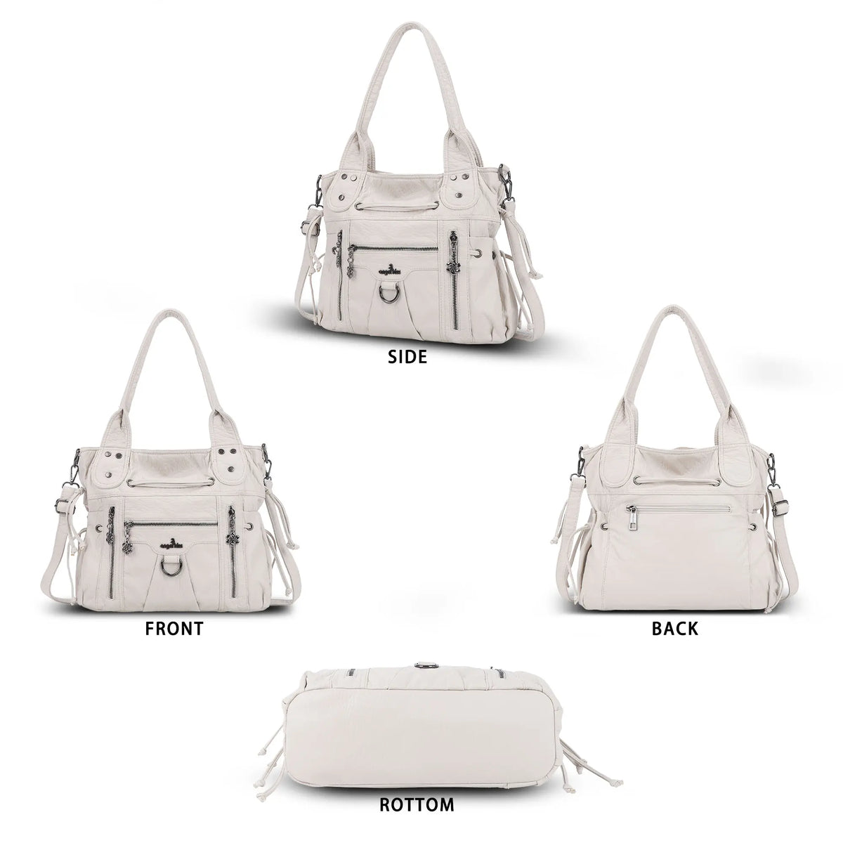 Slouchy Vegan Leather Multi-Pocket Tote Bag, Shoulder & Crossbody