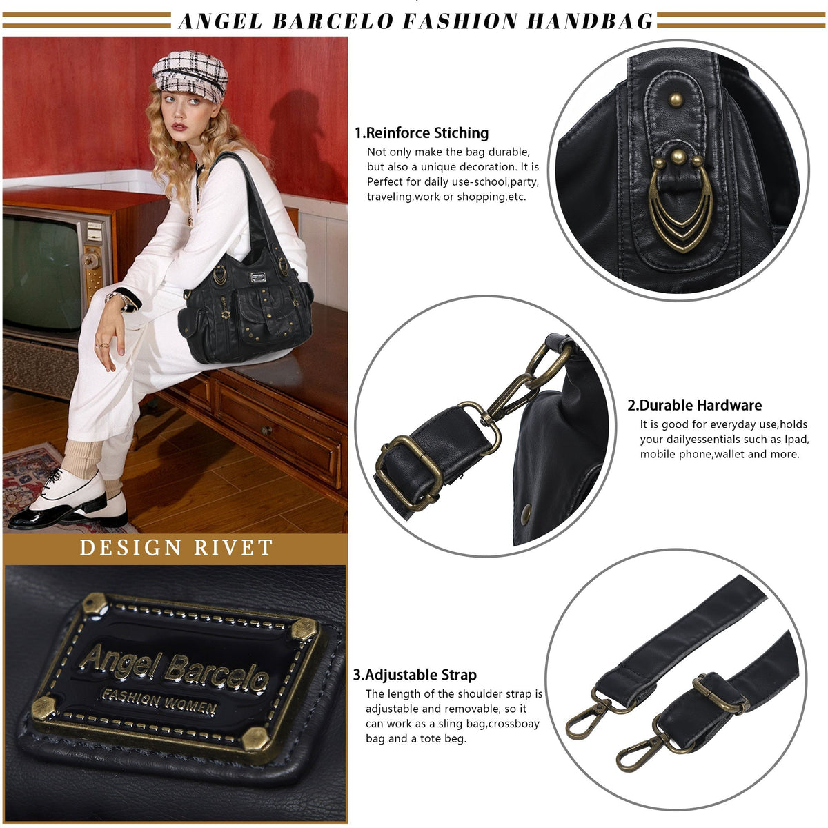 Vintage Luxe Relaxed-Shape  Hobo Handbags