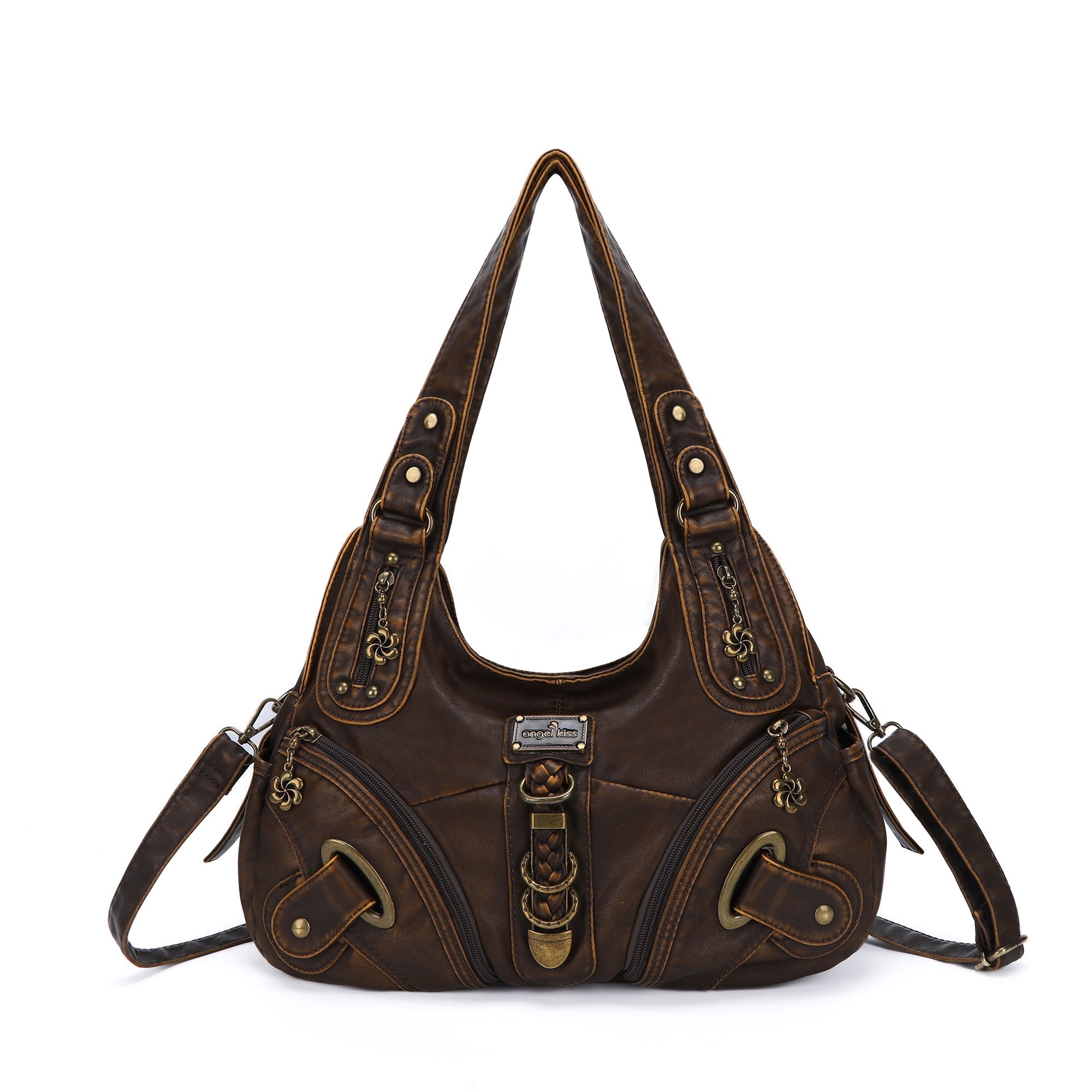 Heritage Braided Buckle Vegan Leather Hobo Bag