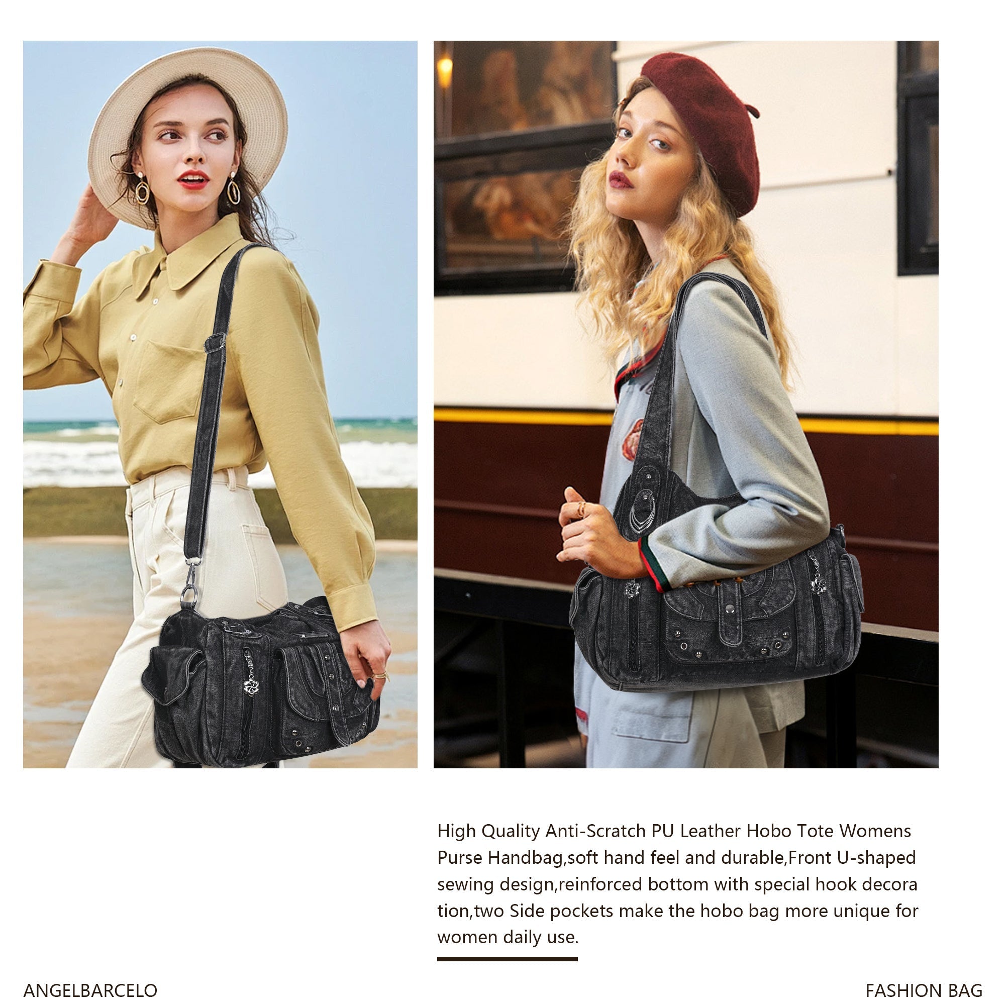 Vintage Luxe Relaxed-Shape  Hobo Handbags