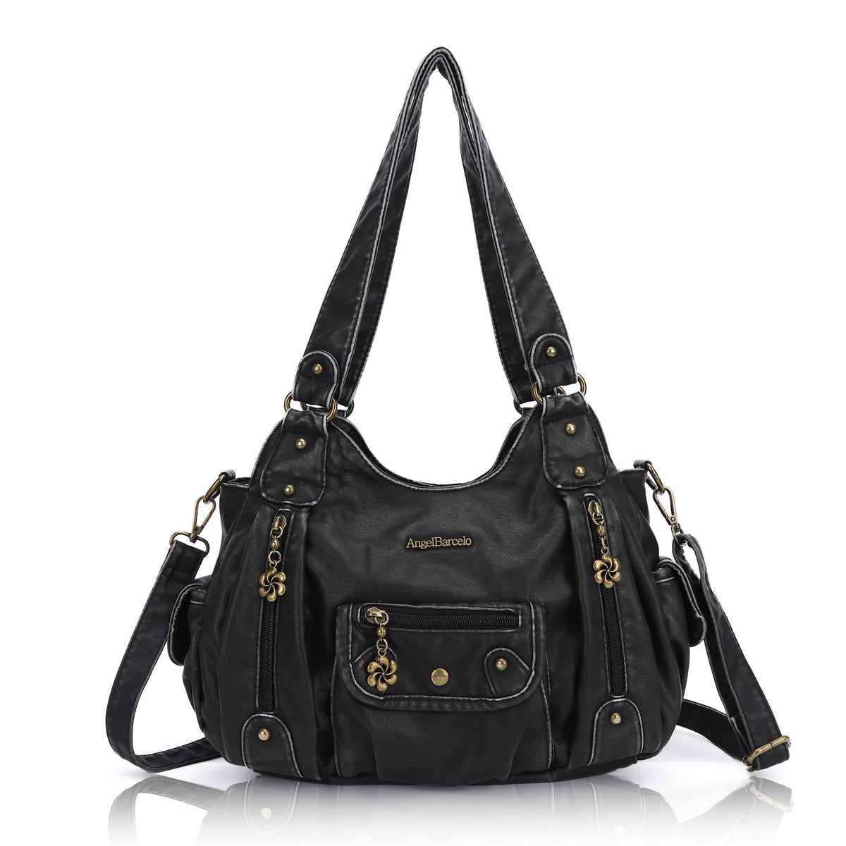 Vintage Old-Washed PU Leather Women’s Shoulder Tote Bag